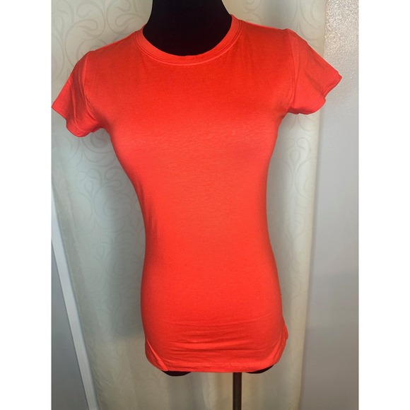 BOZZOLO Orange Short Sleeve Crew Neck T Shirt Top Womens Large - Picture 3 of 4